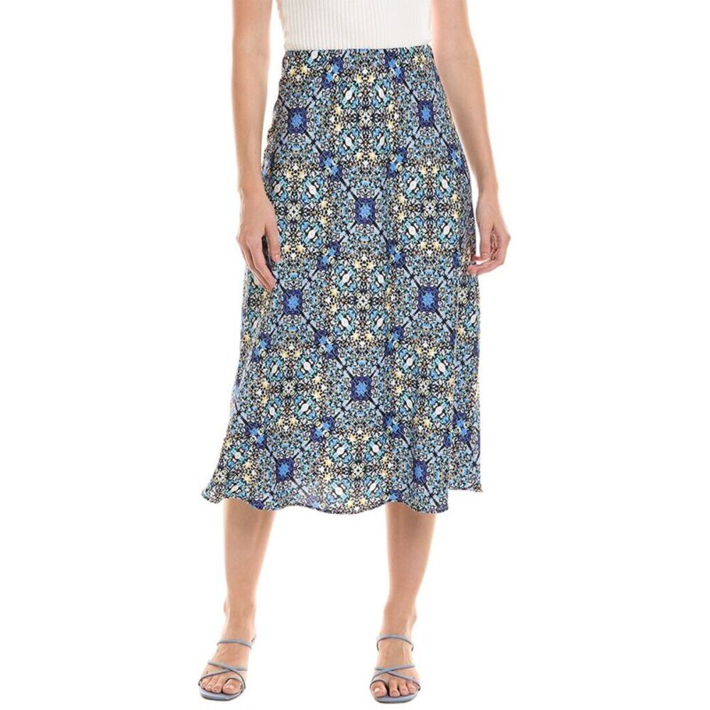 Nic & Zoe Womens  Filagree Tile Slip Skirt, Blue
